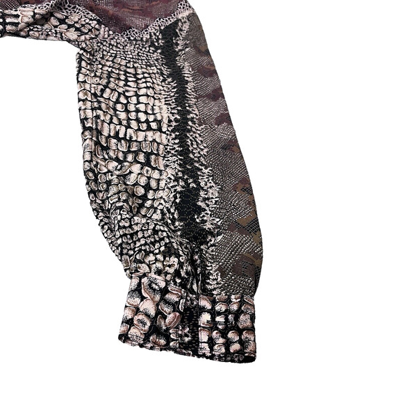 Bob Mackie Blouse Animal Snake Print 100% Silk Sophisticated Career Exotic SZ 8 - Picture 4 of 11
